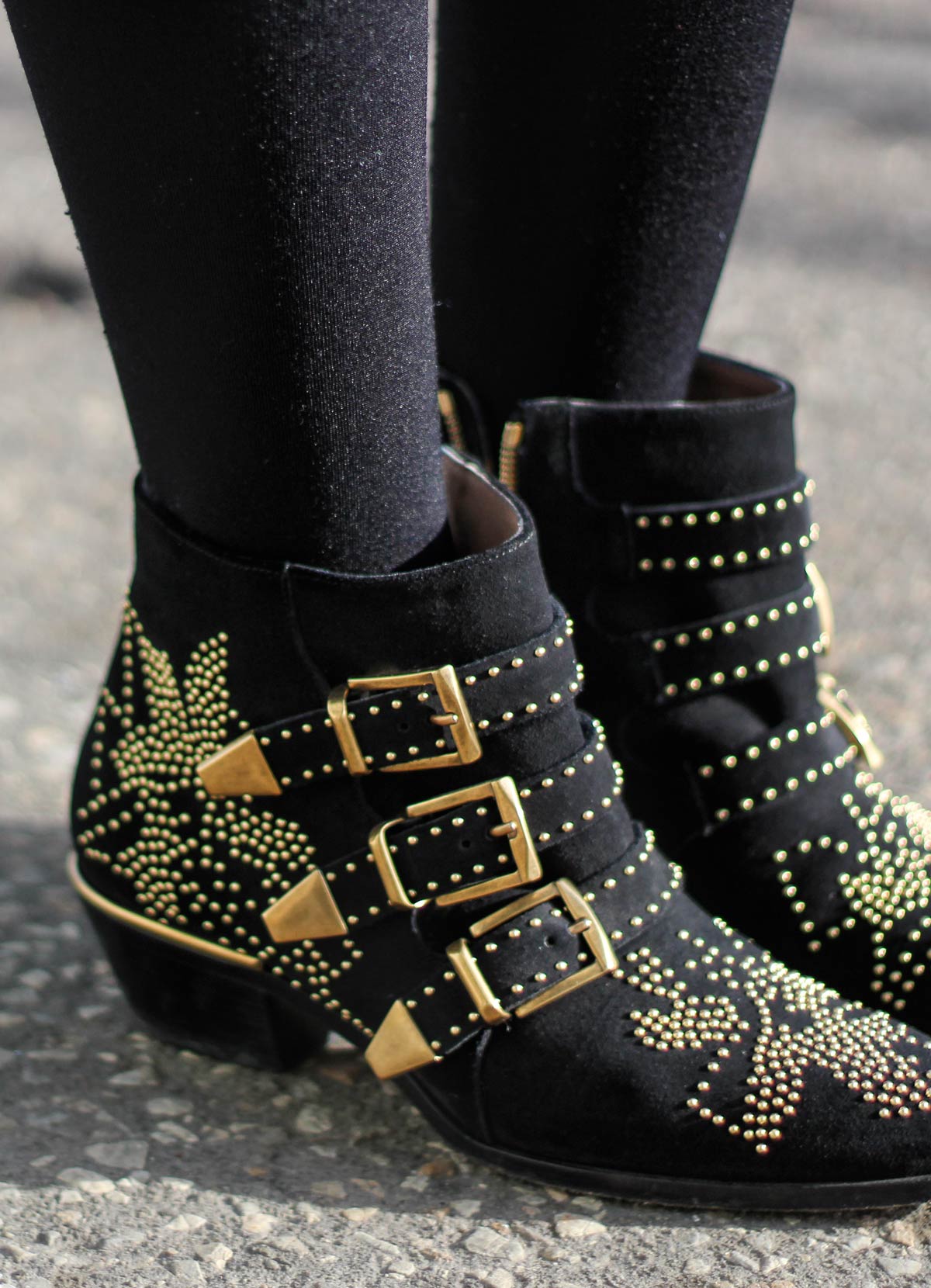 Chloe Susanna Black Studded Suede Boots