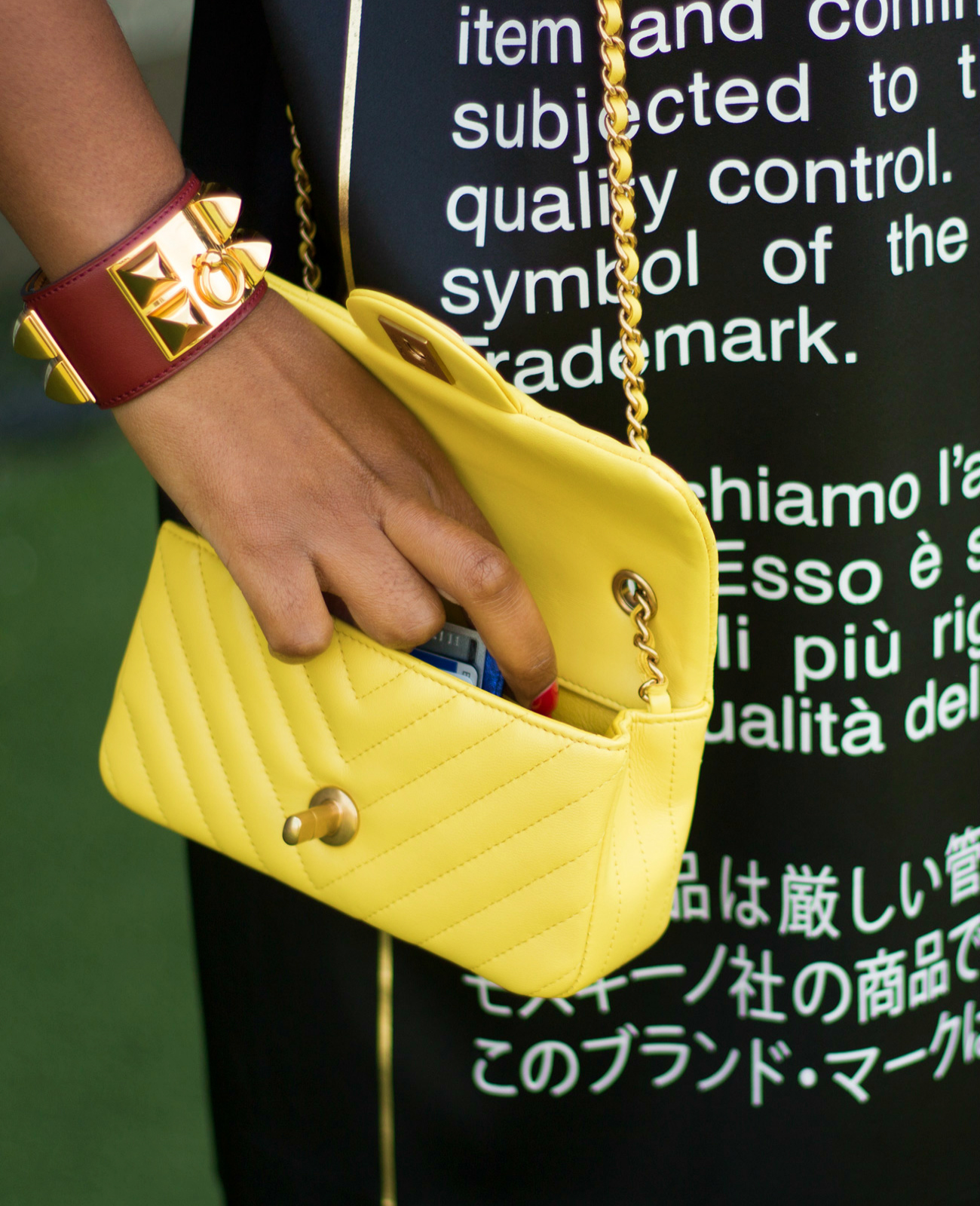 Yellow Chevron Chanel Mini