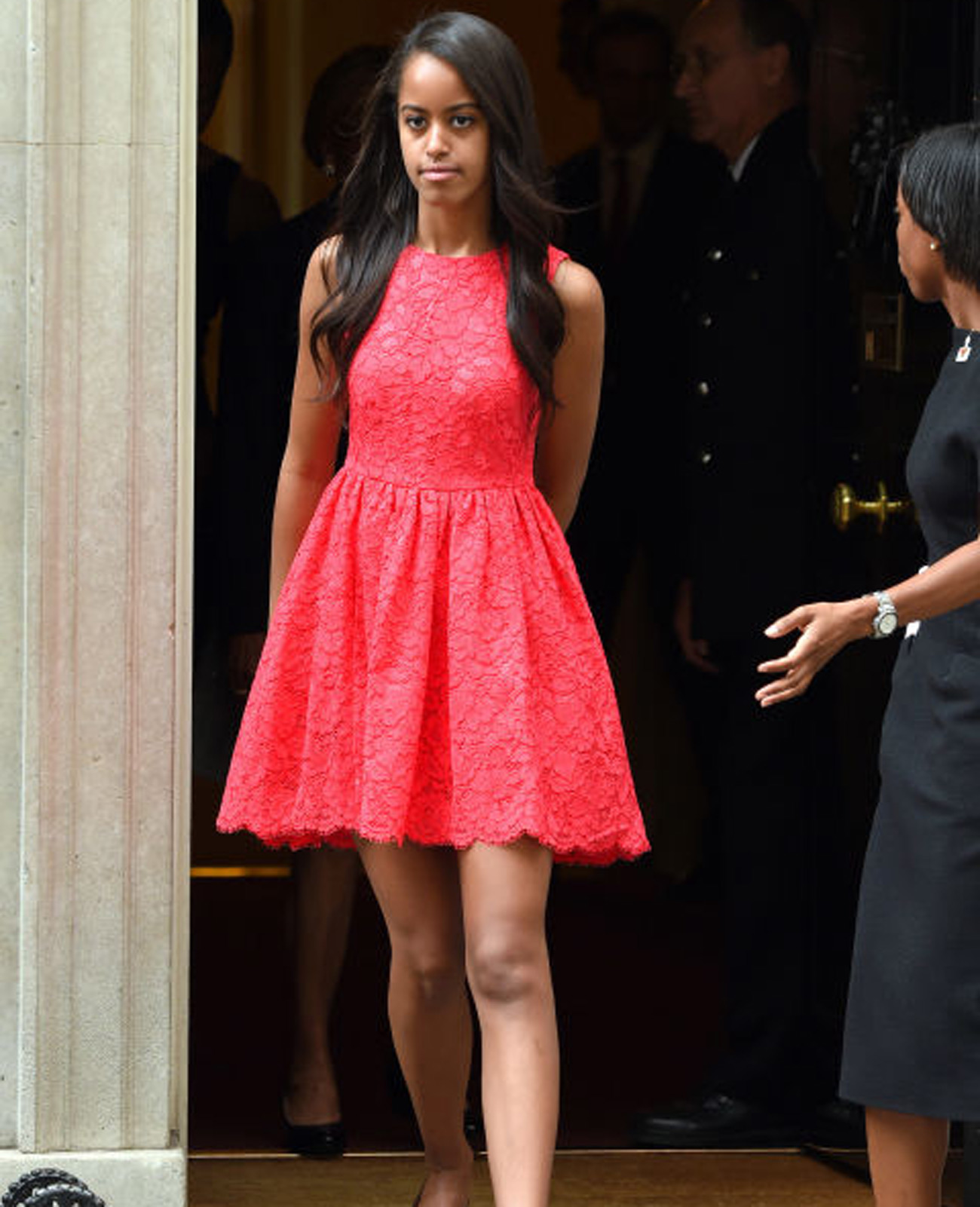 Malia-Obama-Pink-Lace-Skater-Dress